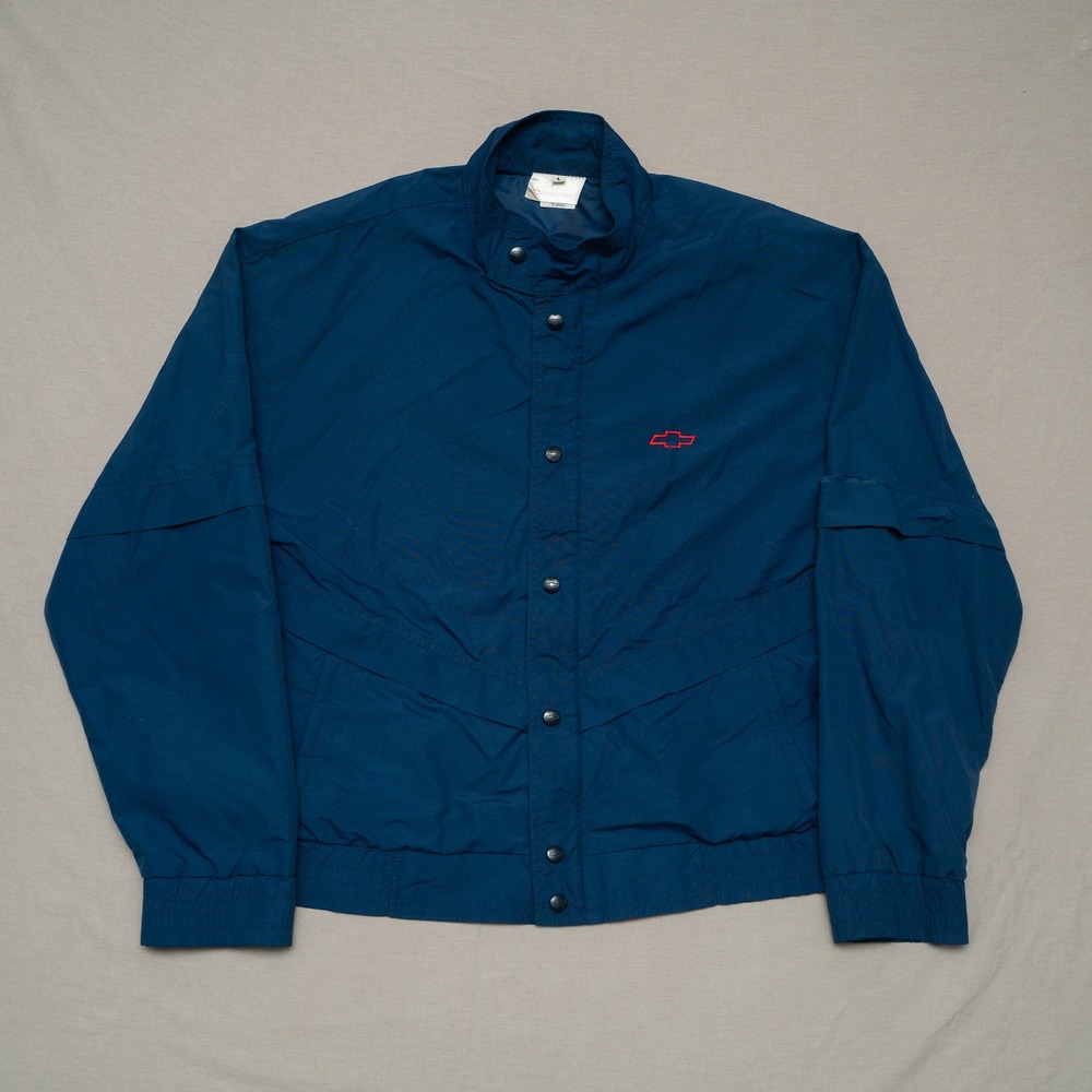 Vintage 1989 Chevrolet Technician Awards Jacket Zip Up Button Chin Strap Adult L